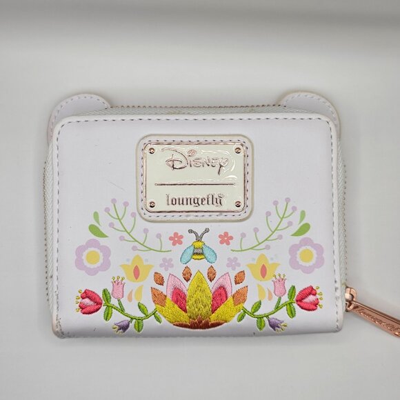 Loungefly Disney Winnie the Pooh Folk Floral Faux Leather Zip Around Wallet - Picture 2 of 4